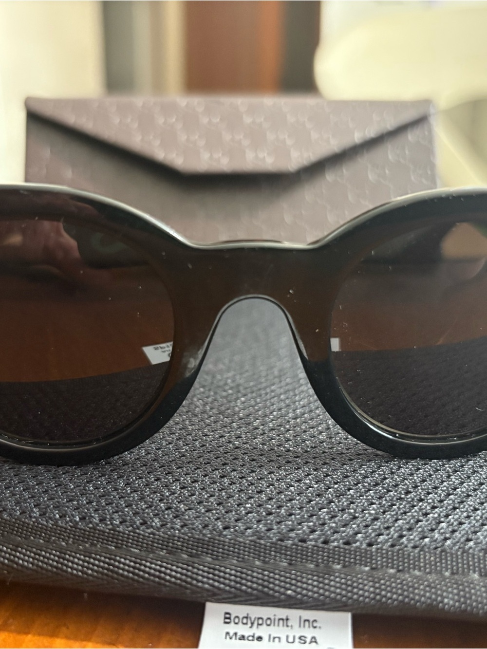 Authentic Gucci Web Stripe Cat Eye Sunglasses Black Green Red Acetate GG Italy